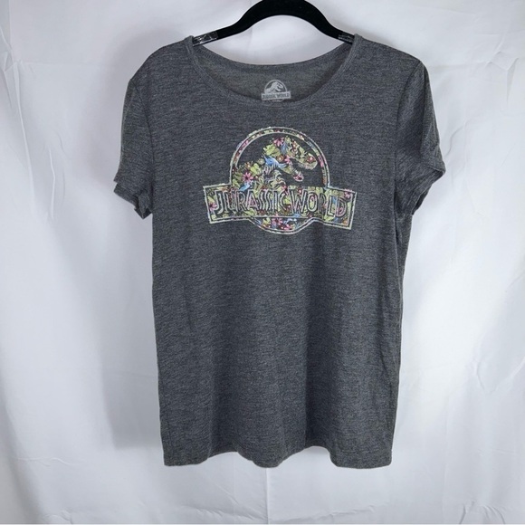 Jurassic World Shirt Palm Floral Pattern Short Sleeve Crewneck Pull Over Top - Picture 3 of 8